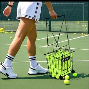 Tennis Ball Hopper or Pickleball Picker Carrier Basket with Wheels